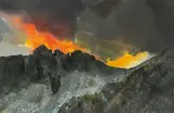Sundown, Crib Goch Pinnacles by Malcolm Edwards, watercolour, sold Apr 2026