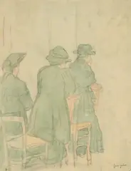 Three Woman in Church by Gwen John, watercolour and pencil, sold Apr 2026