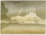 Carreg Cennen Castle by Bernard Green, linocut, sold Mar 2026