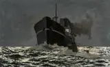 RI ROI RSMA (British, 1873-1958) mixed media - 'British Cargo Steamer Rams U-Boat', by Charles Pears, mixed media, offered Mar 2026