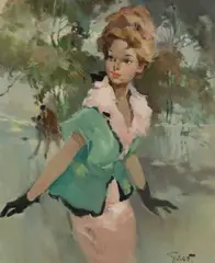 Suzy by Pierre Grisot, oil on canvas, sold Mar 2026