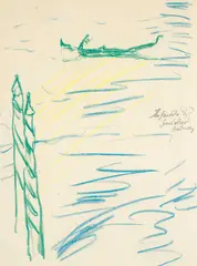 The Gondola and Gondolier by John Bratby, pastel on paper, offered Mar 2026