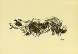 Black and white print - Mott the Sheepdog by Kyffin Williams, print, sold Mar 2026