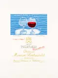 Commemorative wine label print for Chateau Mouton Rothschild 2014 by David Hockney, print, sold Feb 2026