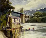 Canoeists, Menai by Mavis Blackburn, oil on board, sold Feb 2026
