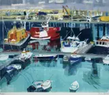 Newlyn by Anne Aspinall, Screenprint - titled 'Newlyn' lower left, signed lower right, sold Jan 2026