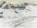 Anglesey Cliff Study by Donald McIntyre, pencil and crayon on paper, sold Jan 2026