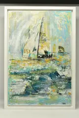 151 by Gill Storr, mixed media on canvas, sold May 2024