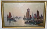Return to harbour by Eugene Demesten, oil on canvas, sold May 2024