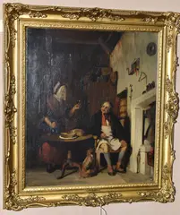 Figures in an interior scene by David Wilkie, 1835, oil on canvas, sold May 2024