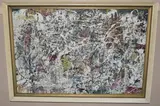 An abstract expressionist study by Nigel Hallard, mixed media on board, sold May 2024