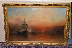 Maritime scene at sunset by James Francis Danby, 1874, oil, sold May 2024