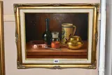Still life study by András Gombár, oil on board, sold May 2024