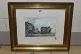 A landscape with church by Cecil J Thornton, watercolour on paper, offered May 2024