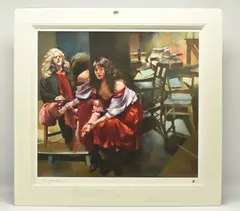 The painter with karen in the studio by Robert Lenkiewicz, print, sold May 2024