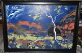 Blue mountains by Rolf Harris, oil on board, sold Apr 2024