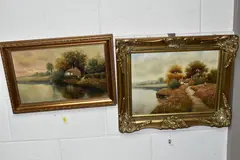 The first depicts a female by Antonio Sannino, oil, sold Apr 2024