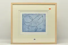 Jonah and the whale by Michael Leunig, etching on paper, sold Apr 2024