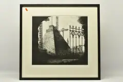 Pyramide di birmingham by John Howard, 1991, etching, sold Apr 2024
