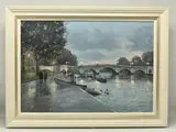 Twilight at richmond bridge by Charles Rowbotham, 2021, oil on board, sold Apr 2024