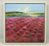 'PINK HEATHERS', a Spanish landscape with yachts under sail to the by Miguel Torres, oil on canvas, sold Mar 2024