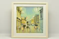 City at night, newcastle upon tyne by Peter Collins, oil on canvas, sold Feb 2024