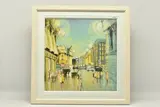 City at night, newcastle upon tyne by Peter Collins, oil on canvas, sold Feb 2024