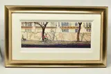 Cyclist, bayswater road by Rolf Harris, print on paper, sold Feb 2024