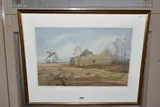 A landscape with pheasants by Bryan Conway, watercolour on paper, sold Feb 2024