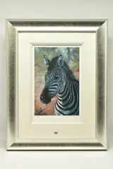 Young zebra by Rolf Harris, print, sold Feb 2024