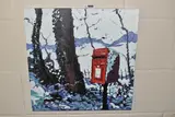 Snowy post box by Timmy Mallett, print, sold Feb 2024