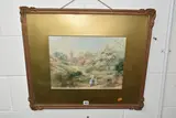 A victorian english school landscape with figures by Tom Lloyd, 1877, watercolour on paper, sold Feb 2024