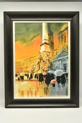 Piazza navona, rome ii by Peter J. Rodgers, watercolour on paper, sold Jan 2024