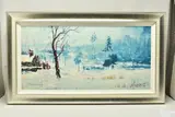 Snow on marshy ground by Rolf Harris, print, sold Jan 2024