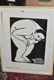 Lady with hedgehog by Anita Klein, woodcut, sold Jan 2024