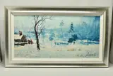 Snow on marshy ground by Rolf Harris, print, sold Jan 2024