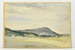 Landscape with hill by Cecil Arthur Hunt, watercolour on paper, sold Dec 2023