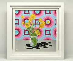 Flowers and wallpaper by Dylan Izaak, acrylic, sold Dec 2023