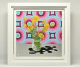 Flowers and wallpaper by Dylan Izaak, acrylic, sold Dec 2023