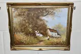 The first depicts a girl on a by Les Parson, oil, sold Nov 2023