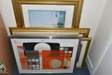 comprising a Sean Bennett abstract design, approximate size 51cm x 72cm, a by Five Decorative Prints, print, sold Nov 2023