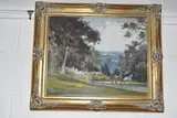 A landscape with figures on horseback by Frank Duffield, oil on board, sold Nov 2023