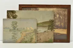 The first a river landscape dated 1971 by John Alfred Haggis, oil, sold Nov 2023