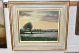 Windswept trees beside a lake by Arthur A. Friedenson, 1914, oil on wood, sold Nov 2023