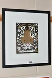 Gold tiger by Alison Headley, linocut, sold Nov 2023