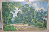 A french woodland landscape by H Clement, 1953, oil on canvas, sold Oct 2023