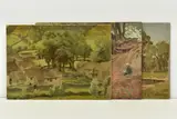 Comprising a settlement with by John Alfred Haggis, OIL ON BOARD, sold Oct 2023