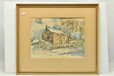 A cottage in a winter setting by Rowland Henry Hill, 1941, watercolour on paper, sold Oct 2023