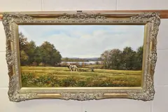 Chelmondiston by James Wright, oil on canvas, sold Oct 2023