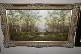 The clearing, thetford forest by James Wright, oil on canvas, sold Oct 2023